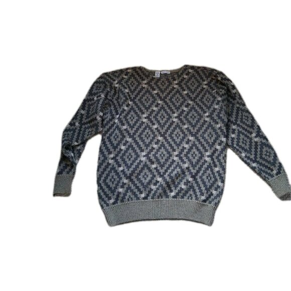 Vintage GIORGIO ARMANI Wool Alpaca Crewneck Sweater Geometric Mens Size XL - Picture 2 of 3